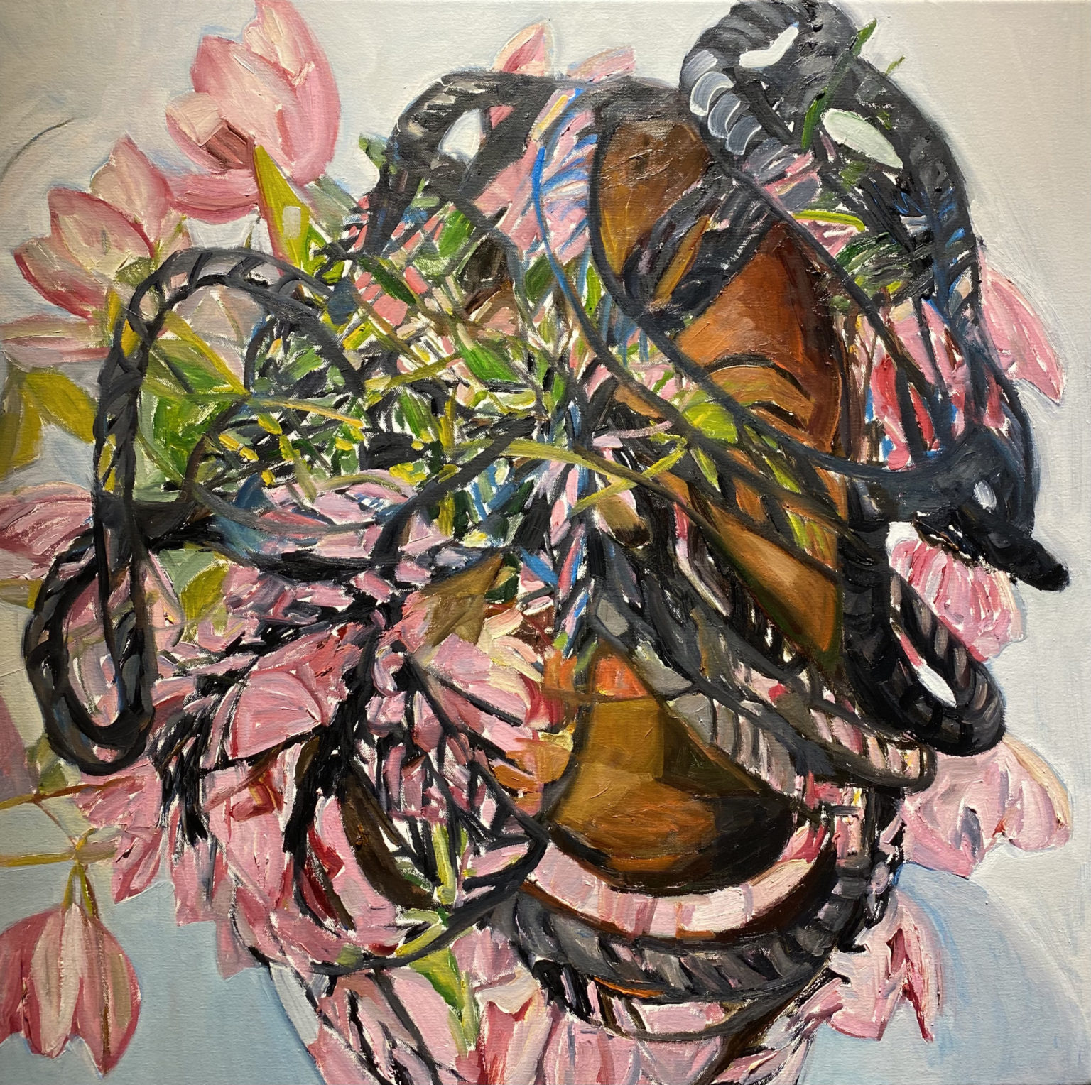 Pink and Black by Beverly McIver, oil on canvas, 30 x 30 at Craven Allen Gallery  30,000