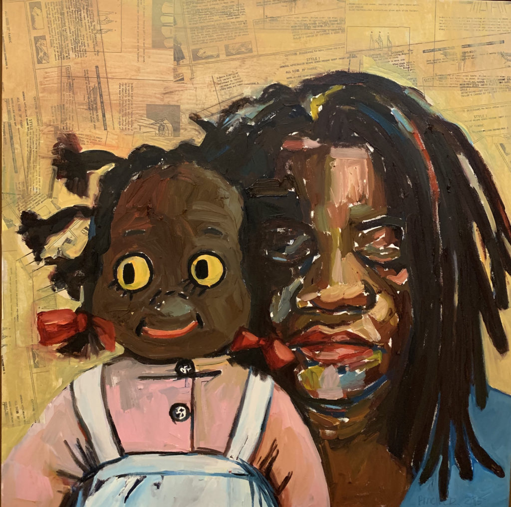 Daughter to Daughter by Beverly McIver, oil on canvas,30 X 30 at Craven Allen Gallery