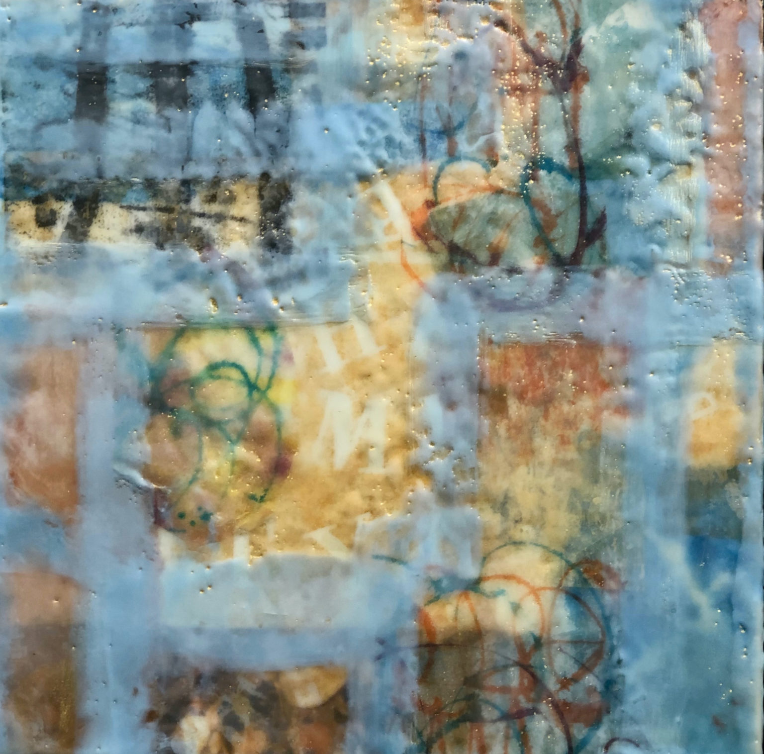 Breaking Free by Peg Bachenheimer, encaustic, 12×12 at Craven Allen Gallery